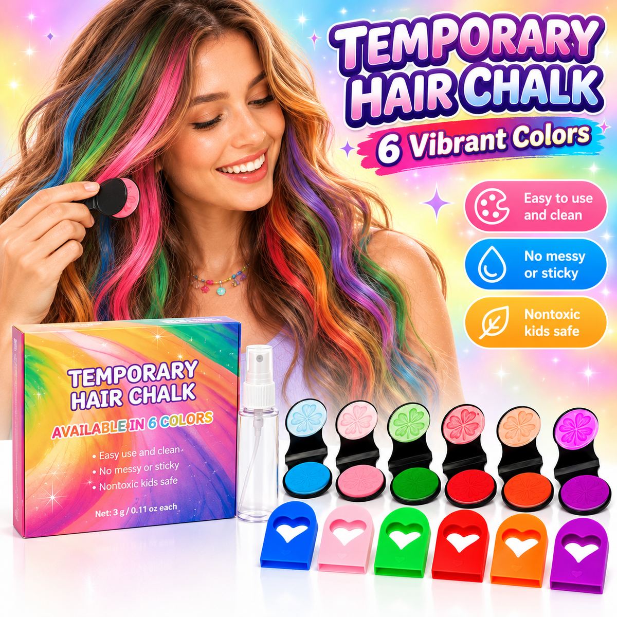🔥Last Day 60% OFF 🌻12-Color Temporary Hair Chalk Applicator Set