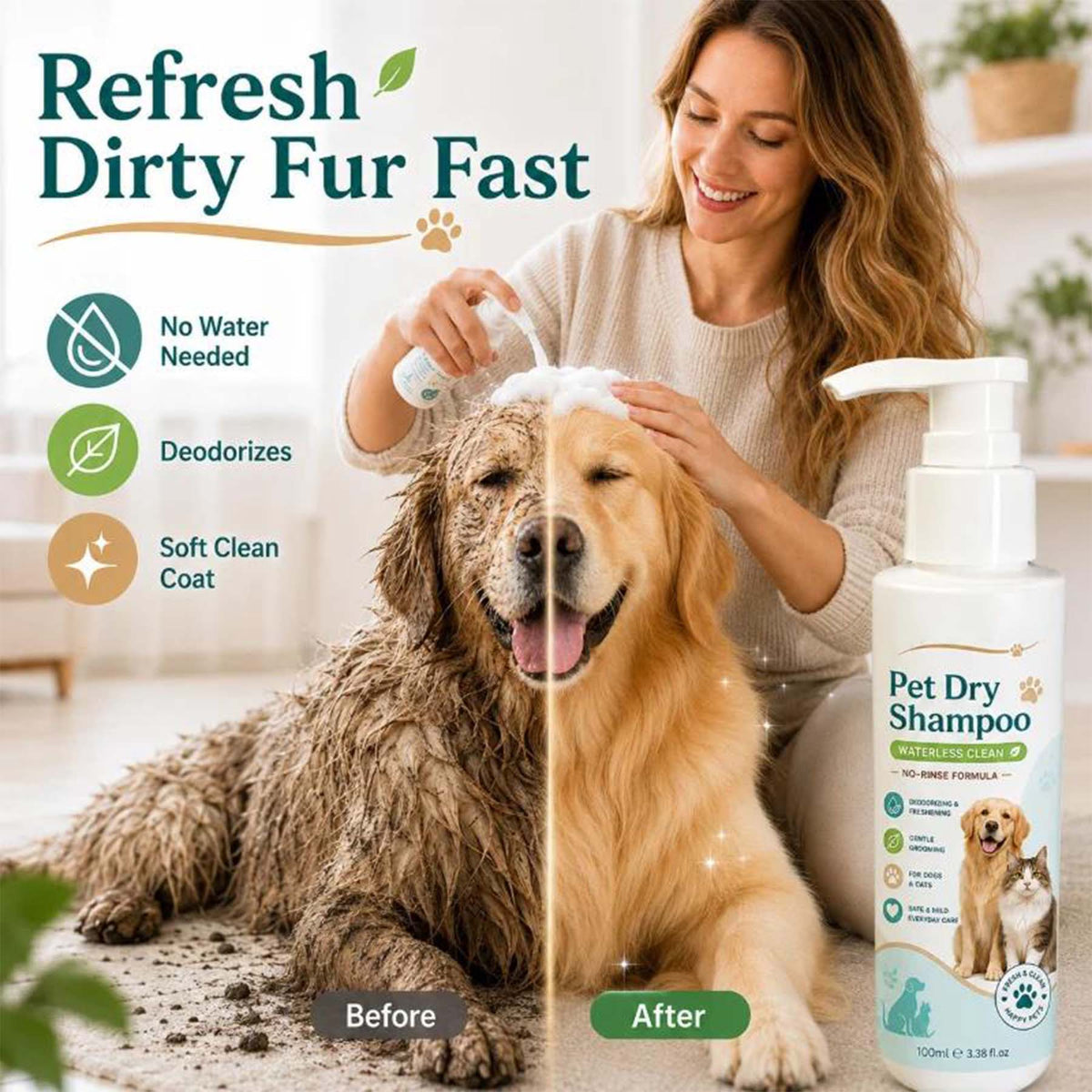 🥳HOT SALE🥳💞Waterless pet freshener, No-rinse, deodorizing & gentle. Fresh pet in minutes – grab yours!