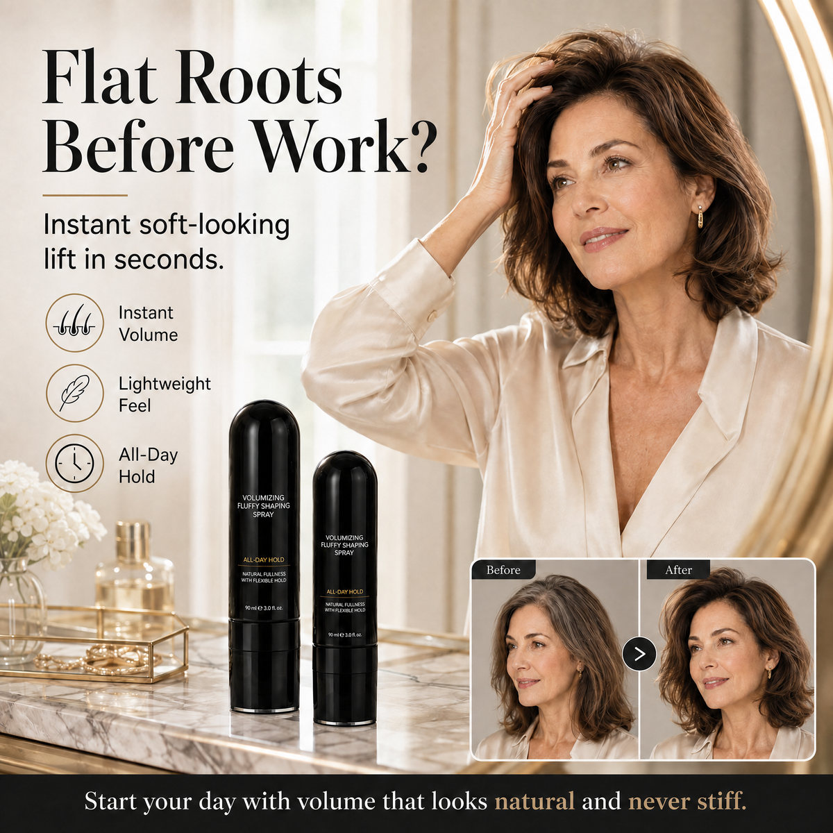 Last Day Promotion 50% OFF🔥Fluffy Hair Shaping Spray, Long Lasting Peach Scent Volumizing Hair Mist for All-Day Hold