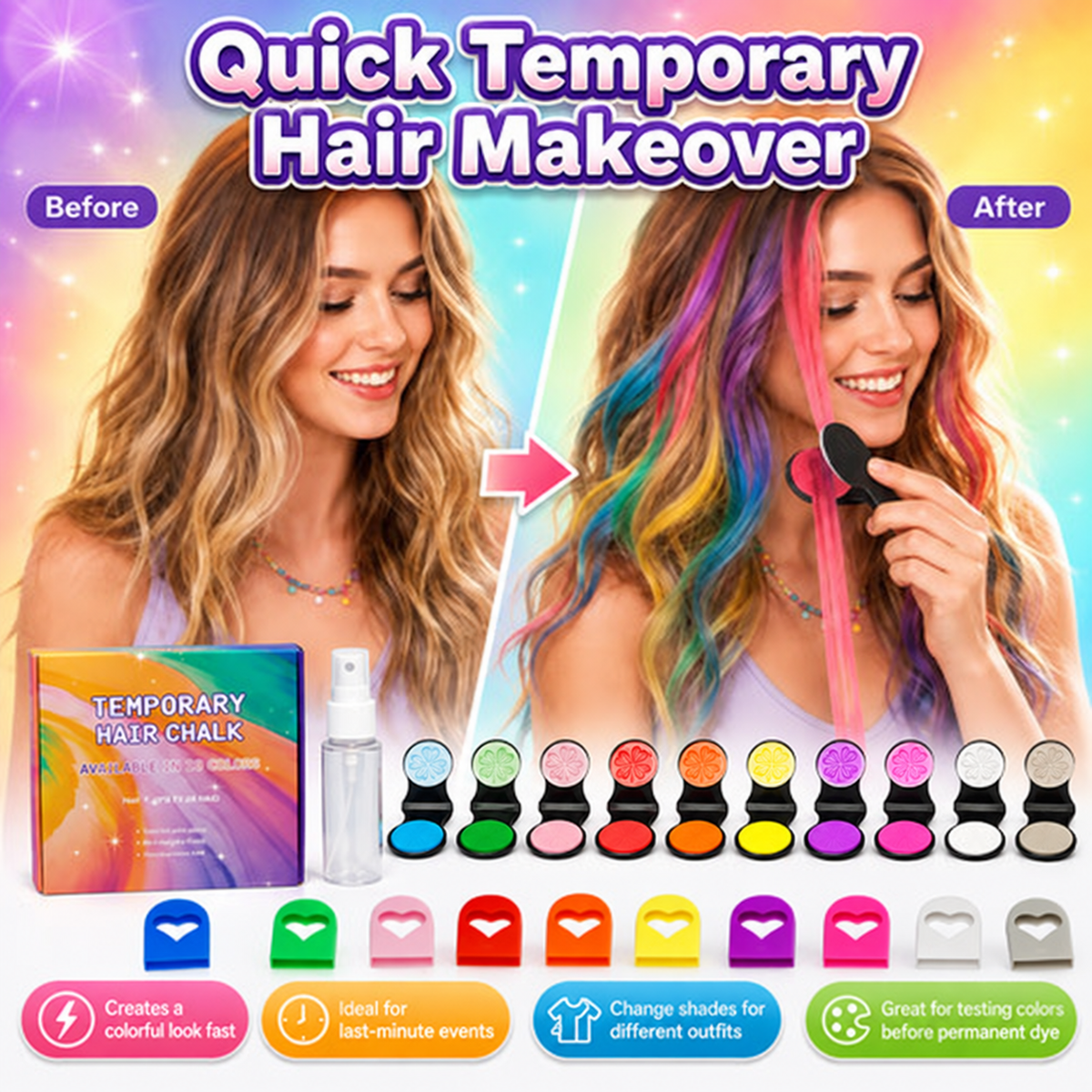 🔥Last Day 60% OFF 🌻12-Color Temporary Hair Chalk Applicator Set
