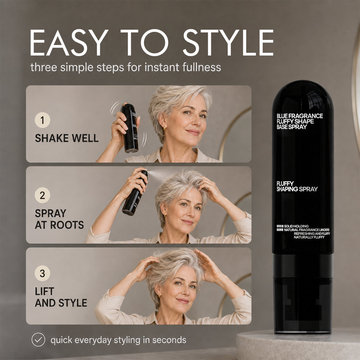 Last Day Promotion 50% OFF🔥Fluffy Hair Shaping Spray, Long Lasting Peach Scent Volumizing Hair Mist for All-Day Hold