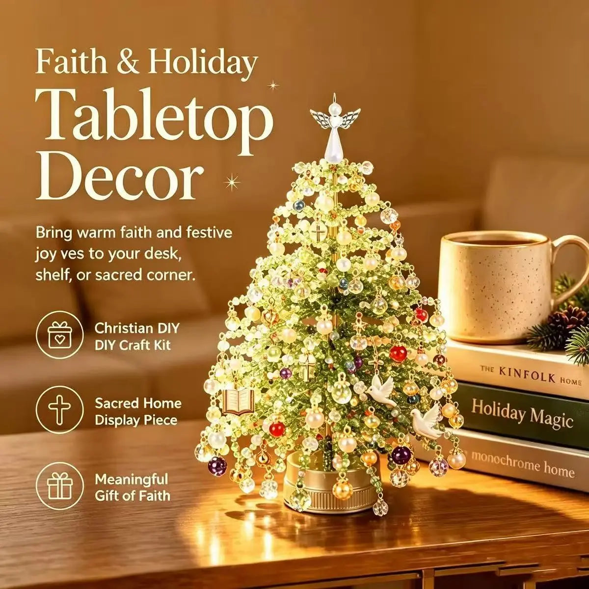 🔥🔥Juexio® DIY Beaded Crystal Christmas Tree Kit | Sparkling Tabletop Holiday Decor & Stress-Relief Crafting Gift for Women & Home