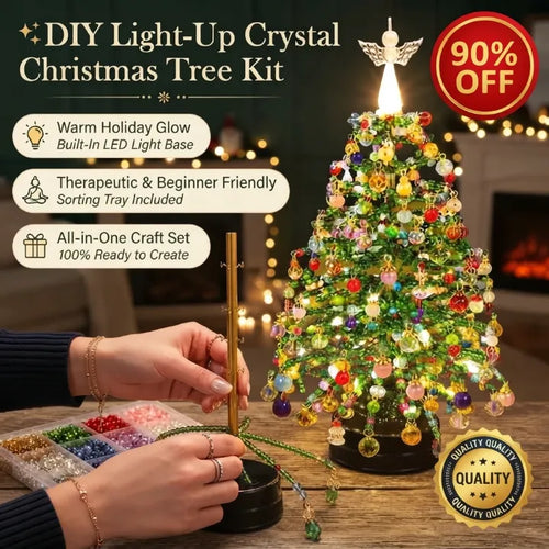 🔥🔥Juexio® DIY Beaded Crystal Christmas Tree Kit | Sparkling Tabletop Holiday Decor & Stress-Relief Crafting Gift for Women & Home