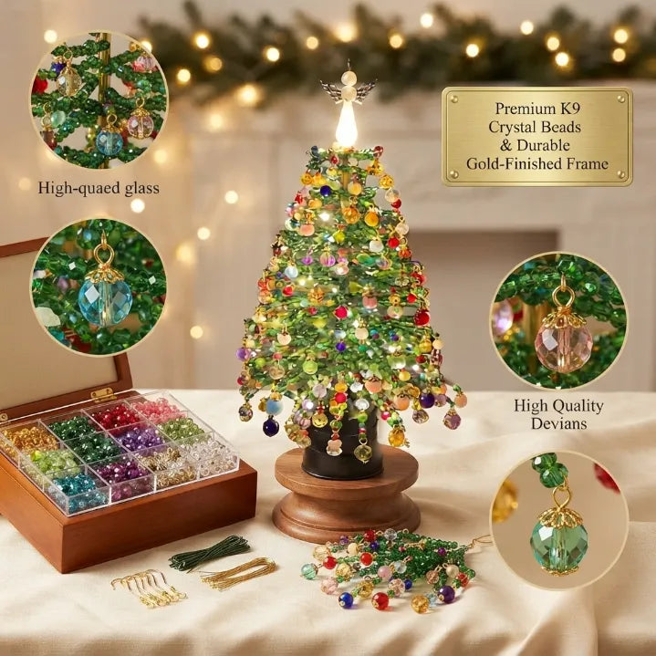 🔥🔥Juexio® DIY Beaded Crystal Christmas Tree Kit | Sparkling Tabletop Holiday Decor & Stress-Relief Crafting Gift for Women & Home