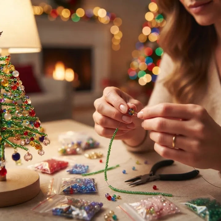 🔥🔥Juexio® DIY Beaded Crystal Christmas Tree Kit | Sparkling Tabletop Holiday Decor & Stress-Relief Crafting Gift for Women & Home