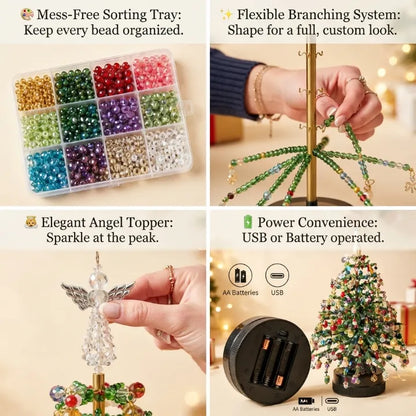 🔥🔥Juexio® DIY Beaded Crystal Christmas Tree Kit | Sparkling Tabletop Holiday Decor & Stress-Relief Crafting Gift for Women & Home