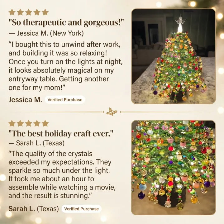 🔥🔥Juexio® DIY Beaded Crystal Christmas Tree Kit | Sparkling Tabletop Holiday Decor & Stress-Relief Crafting Gift for Women & Home